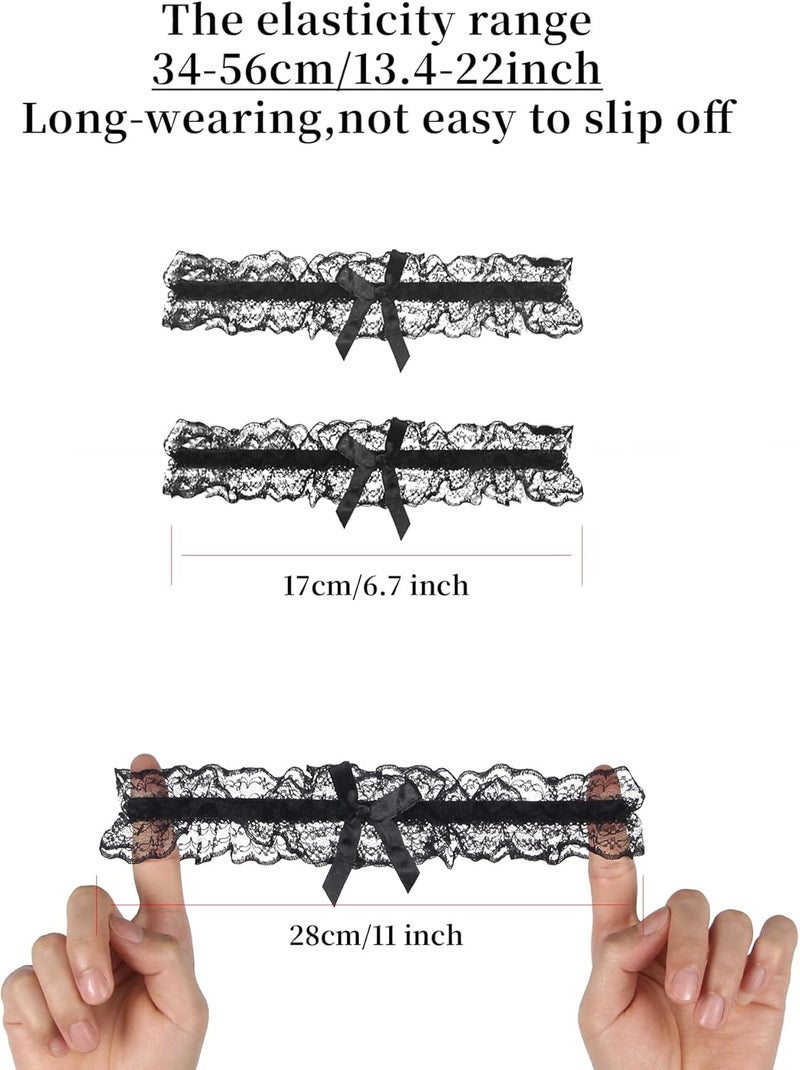 OhYeah! Lace Wedding Garters for Bride Bridal Garter Set Elastic Leg Garters for Thigh with Bow Party Prom Bridal Lingerie - Image 5